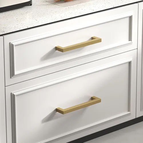 Miniatura 3 de Goldenwarm Paquete de 10 manijas cuadradas de bronce champán de 3 pulgadas (2.992 in) para armarios de cocina, armarios, aparadores y accesorios