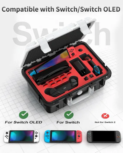 Miniatura 5 de DEVASO Carrying Case for Nintendo Switch, Professional Deluxe Waterproof Travel Bag Soft Lining Hard Case for Nintendo Switch OLED Model Console Pro