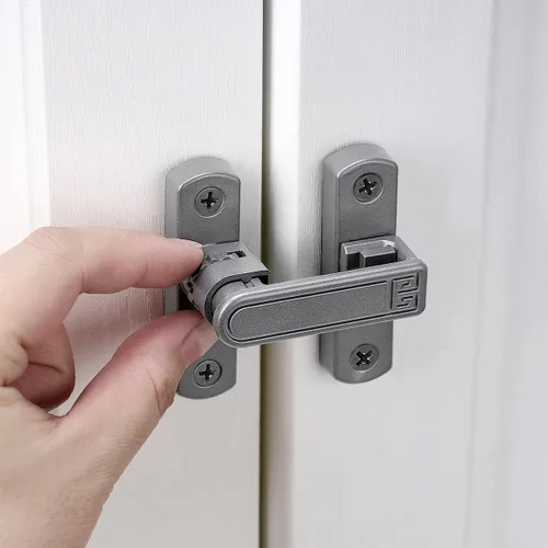 Miniatura 14 de INIRET Pestillos de Puerta de Granero, Cerradura de Portón Ajustable de 90/180 Grados, Pestillo de Cerradura de Puerta en Ángulo Recto de Aleación