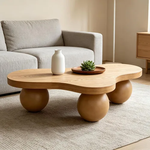 Miniatura 17 de Mesa de centro irregular moderna de 40 pulgadas, mesa de centro única de nube para sala de estar, mesas centrales bajas y lindas con 4 patas