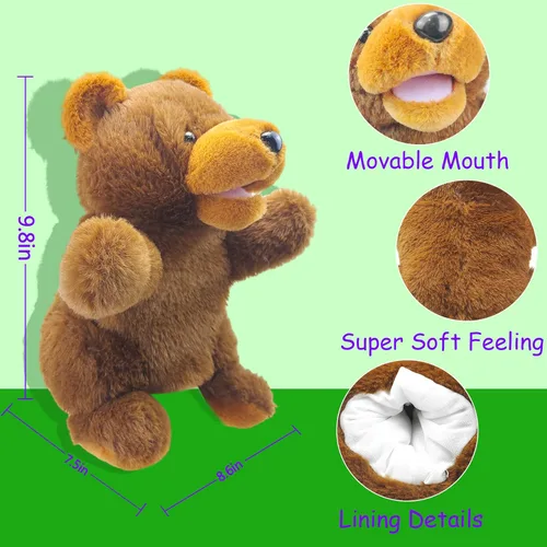Miniatura 3 de Marionetas de mano, títeres de oso, marionetas de mano de animales de 10 pulgadas para niños, marioneta de mano para niños pequeños de 1 a 3 años