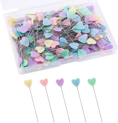 Luter 200 alfileres planos con una caja de almacenamiento, varios colores, alfileres decorativos para proyectos de costura, costura, artesanía, 200