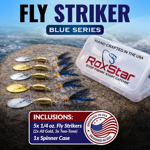 Miniatura 2 de RoxStar Fly Strikers Blue Series - Hand-Crafted in The USA - Proven Nationwide Most Versatile Fishing Spinner for Bass, Trout, Pike, Steelhead- Stop