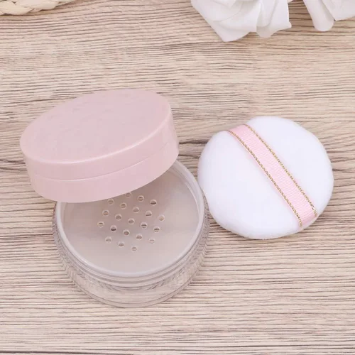 Miniatura 8 de SOLUSTRE Estuche de polvo con espejo con soplo, contenedor de polvo suelto vacío portátil, caja de maquillaje compacta, diseño resistente a