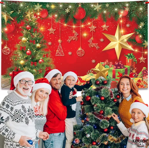 Miniatura 6 de KatchOn, Pancarta de Navidad Extra Grande - 72x44 Pulgadas, Roja, Tela de Tela, Incluye Rollo de Cinta Roja - 20 Pies, Perfecta para Decoraciones