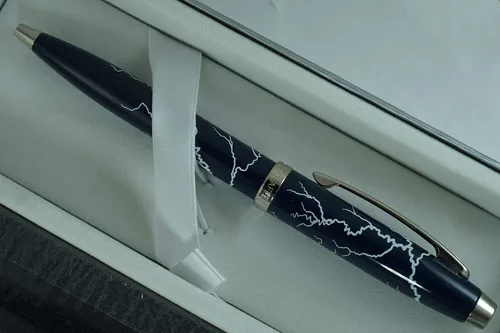 Miniatura 3 de Sheaffer Bolígrafo Thunder Lightning de edición especial 100 con ribete de níquel y diario Crispy Sheaffer a juego
