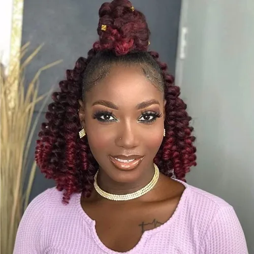 Miniatura 18 de Cabello de ganchillo Jamaicano Bounce, paquete de 4 paquetes de 6 pulgadas, varita de pelo rizado de ganchillo para mujeres negras