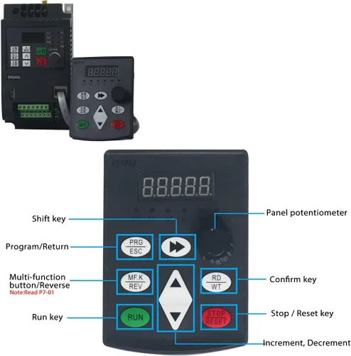 Miniatura 4 de Unidad de frecuencia variable VFD, 220V/0.75KW/1.5KW/2.2KW/4KW/5.5KW/7.5KW VFD Convertidor de frecuencia con freno para motor de husillo Regulación