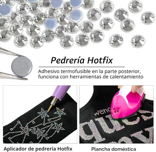 Miniatura 4 de Beadsland Hotfix - 2880 diamantes de imitación de cristal con parte trasera plana para manualidades, ropa, decoración de bricolaje, cristal, SS10