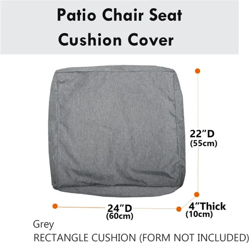 Miniatura 4 de Fundas para cojines de asiento de patio, fundas deslizantes lavables de repuesto, funda impermeable para cojín de silla de muebles de exterior, Gris