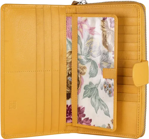 Miniatura 9 de Cartera grande de piel para mujer con bloqueo de identificación por radiofrecuencia