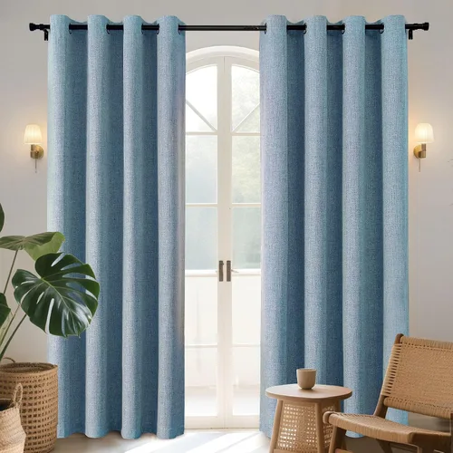 Miniatura 28 de Joydeco Cortinas opacas de 84 pulgadas de largo, 2 paneles burg, cortinas de oscurecimiento de habitación para dormitorio, cortinas térmicas Negro