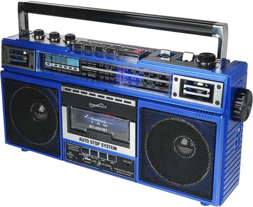 Miniatura 8 de Supersonic SC-3201BT - Boombox de radio de 4 bandas y reproductor de cassette, altavoz Bluetooth, radio AM/FM/SW con reproducción de MP3, tarjeta