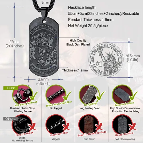 Miniatura 5 de FaithHeart Collar de San Miguel para hombres y mujeres, acero inoxidable chapado en oro, amuleto de medalla de San Miguel Arcángel, regalo