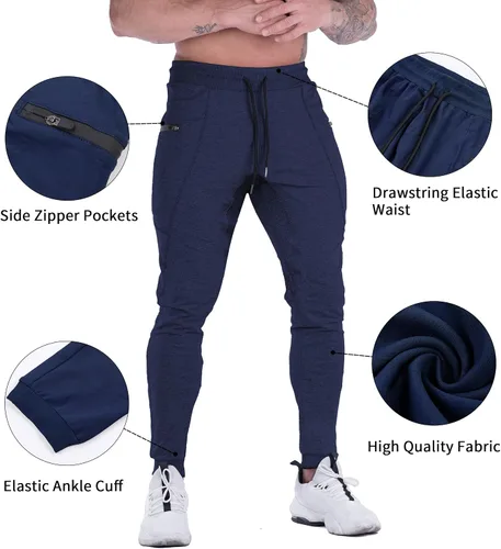 Miniatura 4 de MAIKANONG Pantalones deportivos ajustados para hombre, pantalones de entrenamiento para gimnasio, correr, atletismo, casual