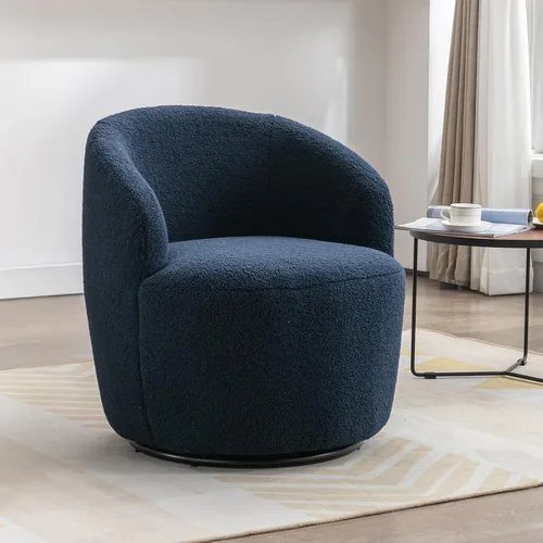 Miniatura 39 de FOXHUNTER Silla giratoria de barril, sillón individual pequeño de 360°, cómodo sofá redondo, sillas de botón acolchadas, modernas sillas de acento