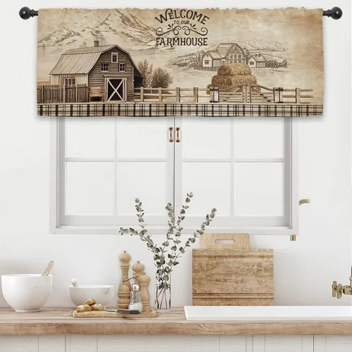 Miniatura 21 de Cortinas rústicas de cocina con puerta de granero de 27.5 pulgadas de ancho x 39 pulgadas de largo, cortinas de tratamiento de ventanas pequeñas