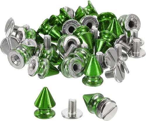 Miniatura 16 de uxcell 50 juegos de remaches de espiga cono, 0.315 x 0.472 in con rosca trasera para árbol y picos para manualidades de cuero, ropa, zapatos, Fósforo