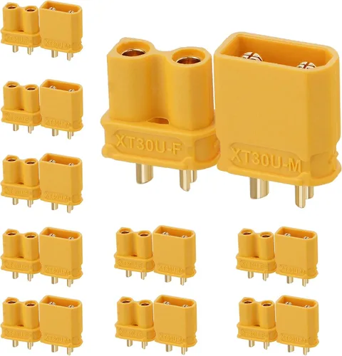 Miniatura 16 de ELFCULB 10 conectores hembra Amass XT30 (2+2), conectores de batería Drone FPV Lipo, chapados en oro para robots RC UAV (negro)
