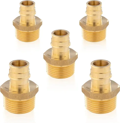 Miniatura 20 de Paquete de 5 accesorios de expansión Seelink PEX-A, adaptador NPT roscado macho de 1/2 x 3/4 pulgadas, accesorio de tubería de expansión de latón