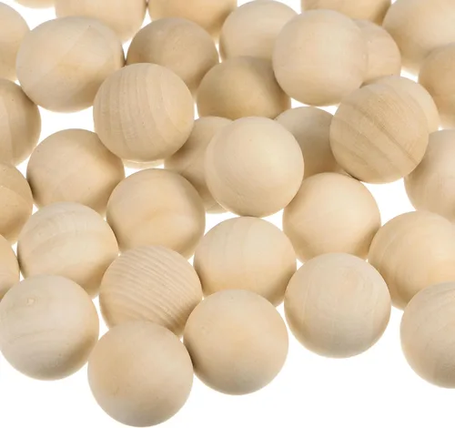 Miniatura 10 de uxcell 100 bolas redondas de madera maciza de 0.236 in de diámetro, cuentas de madera maciza sin terminar, pequeñas bolas naturales