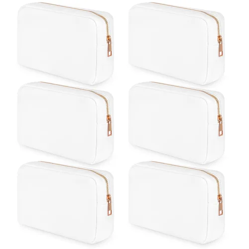 Miniatura 10 de Sweetude 6 piezas Bolsa de maquillaje de nailon, neceser de viaje con cremallera, bolsa de cosméticos de nailon para bolso, organizador