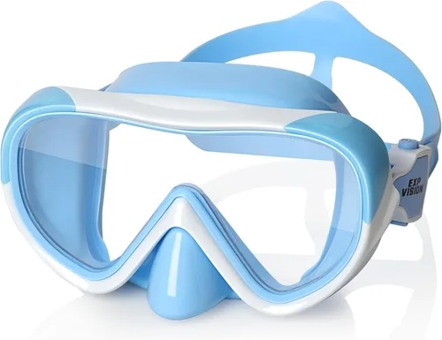 Máscara de natación para niños, máscara de buceo de esnórquel de 180°, gafas de natación antivaho para niños con cubierta para la nariz, gafas de