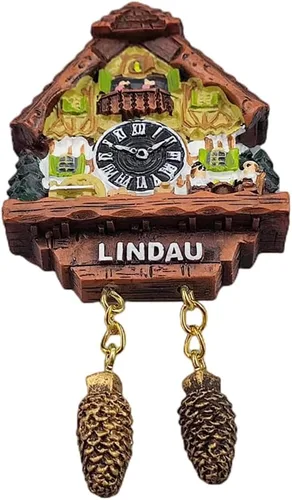 Miniatura 3 de Lindau Baviera Alemania - Reloj de cuco para nevera, imán 3D, recuerdo de viaje, decoración de nevera, calcomanía magnética, colección