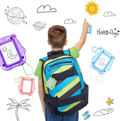 Miniatura 5 de Outus 24 Piezas Mini Tableros Magnéticos de Dibujo, Tablero de Garabato para Niños, Llavero con Clip para Mochila, Tablero de Dibujo Borrable
