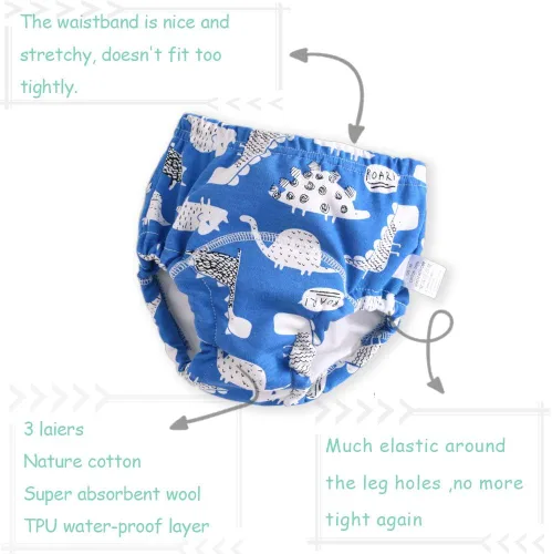 Miniatura 4 de U0U Pantalones de entrenamiento de algodón para bebés, ropa interior de entrenamiento para niños y niñas Azul