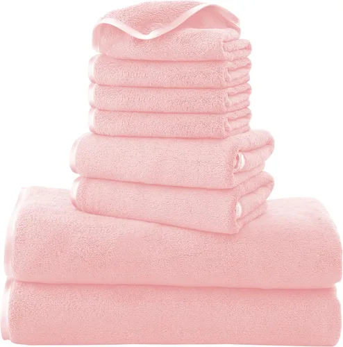 Miniatura 28 de Cosy Family Juego de toallas de microfibra de 8 piezas, 2 toallas de baño, 2 toallas de mano y 4 paños de lavado, toallas ultra suaves y altamente