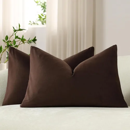 Miniatura 31 de Dezene - 2 fundas decorativas de terciopelo para almohada Hielo de vainilla