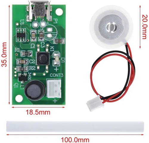 Miniatura 3 de HiLetgo Mini humidificador de aire DIY Kit USB Mist Maker Spray Humedad Atomizador Mini Oscilador con interruptor Función de temporizador con hisopo