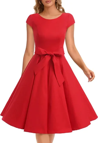 Miniatura 93 de Dressystar - Vestidos clásicos de fiesta con mangas casquillo, estilo Rockabilly y retro de la década de 1950