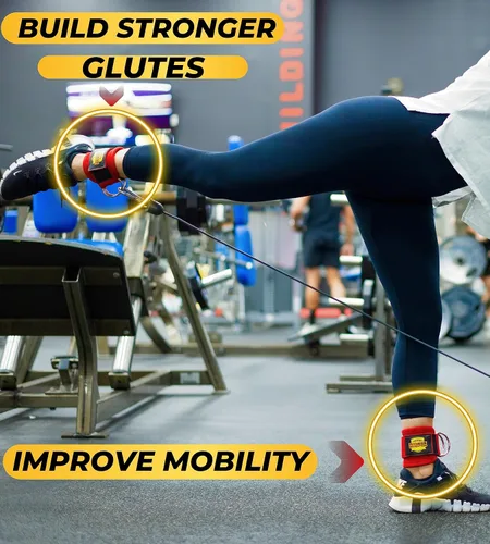 Miniatura 5 de Correas de tobillo para máquinas de cable, correas de tobillo ergonómicas para entrenar - Correa de tobillo con respaldo de glúteos, puños de Rosa