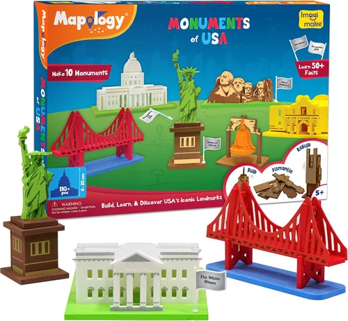 Imagimake Mapology Monumentos de EE. UU. | Rompecabezas 3D para niños | Juguetes y juegos STEM | Juguetes educativos para niños de 5 a 7 años |