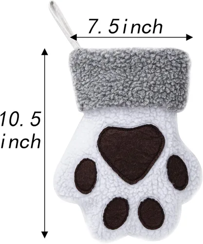 Miniatura 4 de Beyond Your Thoughts Paquete de 2 medias de Navidad para perro, diseño de pata de mascota, medias colgantes para chimenea para mascotas y decoración