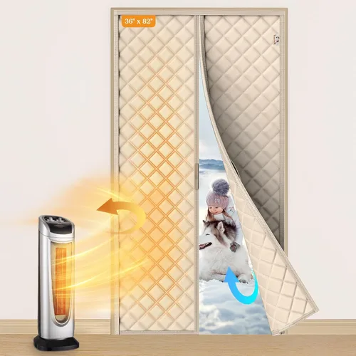 Miniatura 41 de Yotache Cortina Magnética con Aislamiento Térmico para Puertas de 60 x 80 pulgadas, Tamaño de la Cortina de 62" x 82" Material Oxford Resistente a