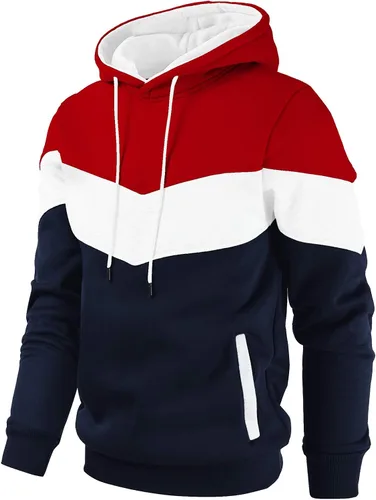 Miniatura 2 de Gesean Sudadera con capucha, de manga larga, para hombre, diseño de bloque de color, estilo informal, con bolsillo