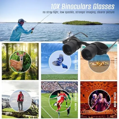 Miniatura 2 de Anteojos binoculares para pesca, observación de aves, deportes, conciertos, teatro, ópera, TV, visión de vista, lente HD con 3 filtros