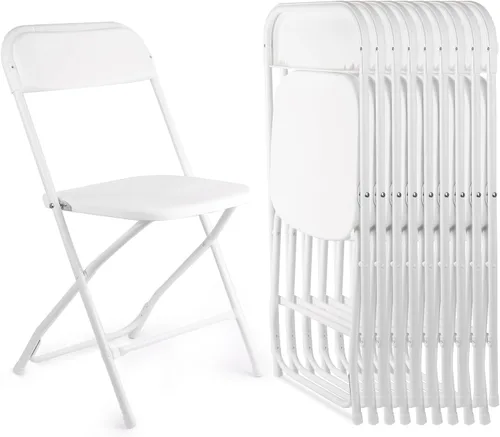 Miniatura 9 de Paquete de 10 sillas plegables negras, silla plegable comercial apilable portátil, silla plegable de plástico para interiores y exteriores