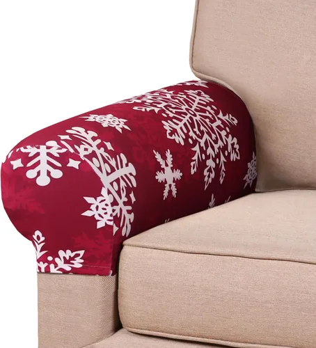 Miniatura 21 de PrinceDeco 4 Pack Thick Velvet Stretch Armrest Covers for Chairs and Sofas - Non Slip, Brown