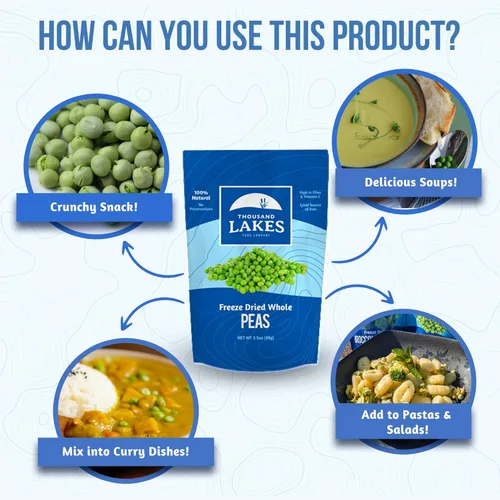 Miniatura 3 de Frutas y verduras liofilizadas de Thousand Lakes – Guisantes enteros paquete de 2 3.5 onzas (7.0 onzas en total) 100% guisantes Sin sal agregada