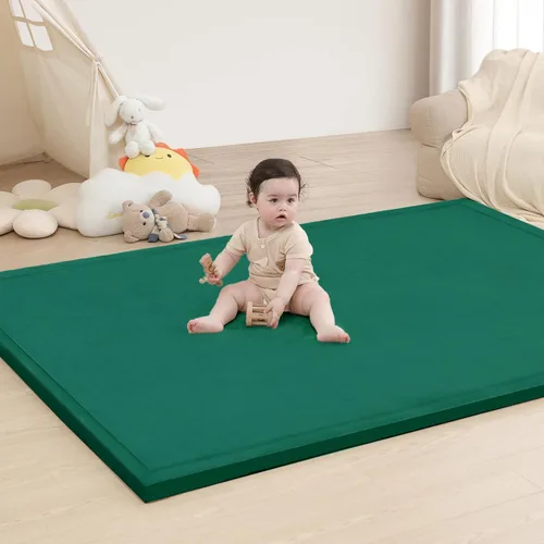 Miniatura 62 de Huloo Sleep - Tapete de juego para bebé, tapete de espuma viscoelástica de 1.3 pulgadas de grosor, terciopelo coral suave, antideslizante, Gris