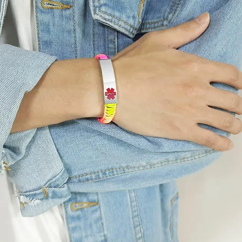 Miniatura 6 de Pulsera personalizada de identificación de alerta media color arco iris