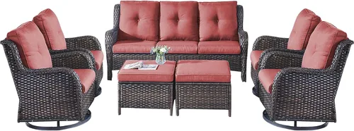 Miniatura 117 de Rilyson Mecedora de mimbre - Juego de 2 sillas mecedoras de mimbre para patio, sillas mecedoras de ratán para porche al aire libre, terraza, jardín