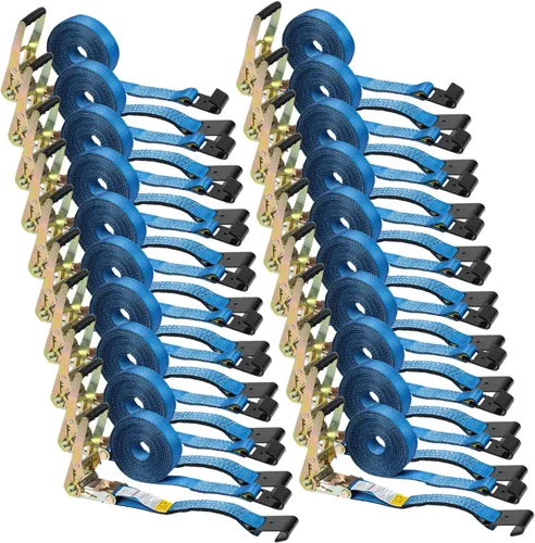 Miniatura 31 de Mytee Products Correas de amarre de trinquete con ganchos planos, 2 pulgadas x 20 pies amarillos 10,000 libras de resistencia a la rotura