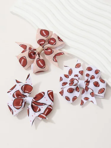 Miniatura 3 de BBTDIN Baby Football Turban Headband Girl Football Bows Baby Football Hair Band Bow BBG19 (3 Pcs-F1)