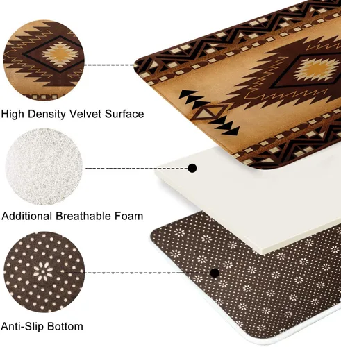Miniatura 5 de Britimes Alfombra de baño para baño, alfombra de baño occidental antideslizante, cubierta decorativa del suroeste lavable, alfombra de piso de 16 x