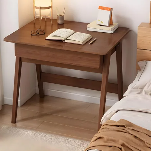 Miniatura 14 de Escritorio escandinavo de estudio de oficina, escritorio contemporáneo para computadora, escritorio de trabajo con base de madera de nogal, nogal